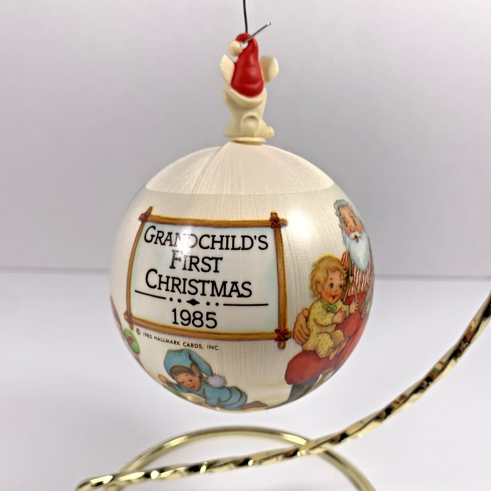 Hallmark 1985 Vintage Grandchild's First Christmas Satin Ball Holiday Ornament
